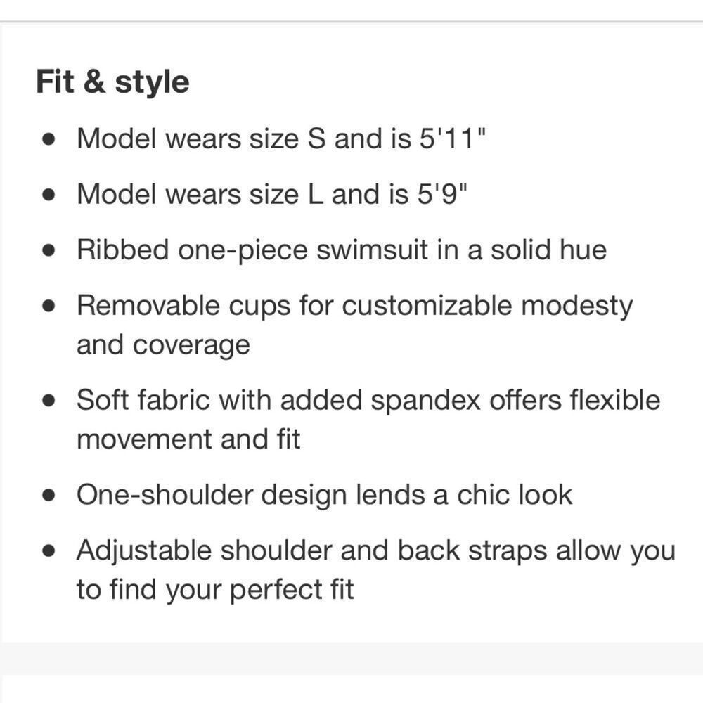 NWT Women's Ribbed Asymmetrical One Shoulder One Piece Swimsuit - Shade … - Picture 12 of 15